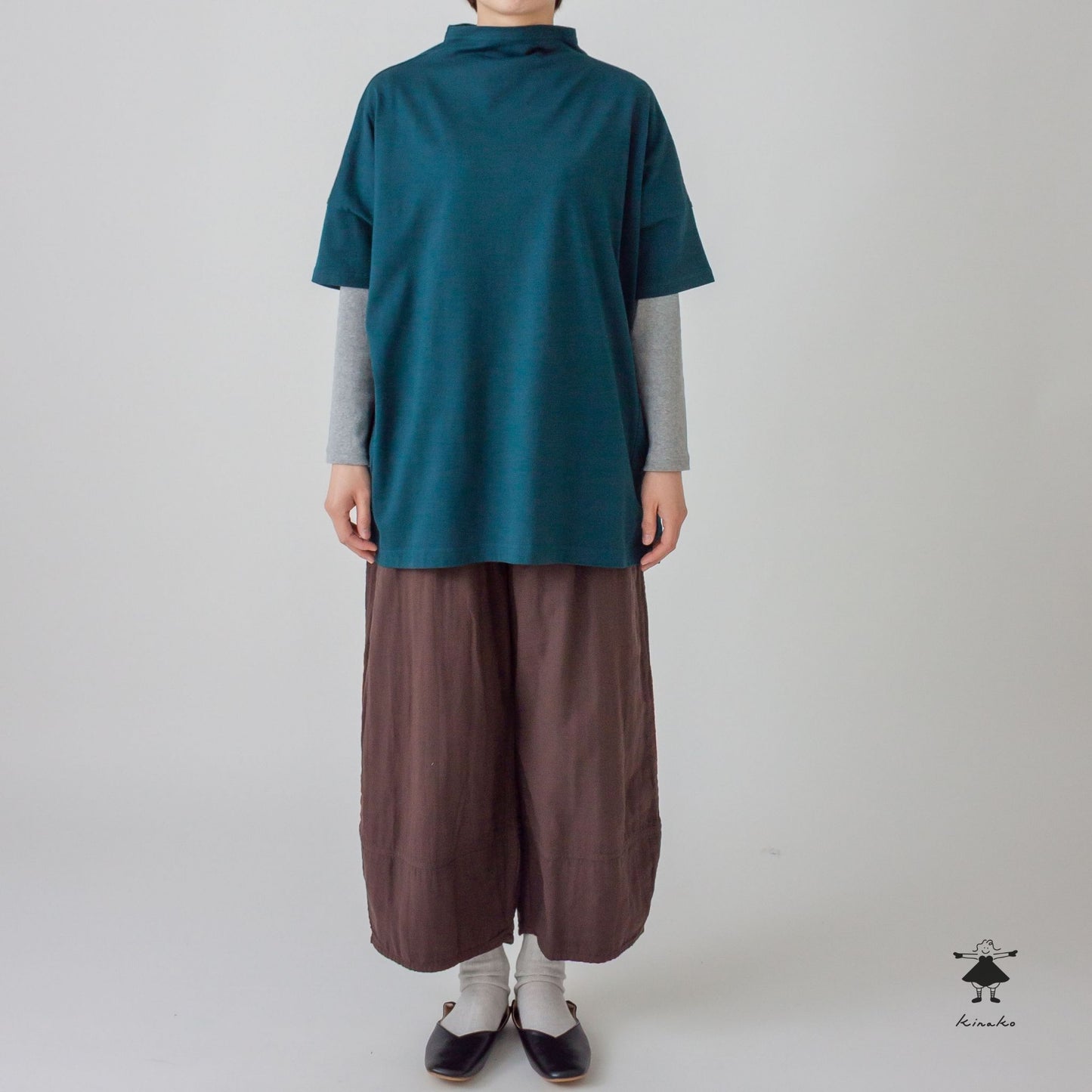 天竺ボトルネックロングプルオーバー