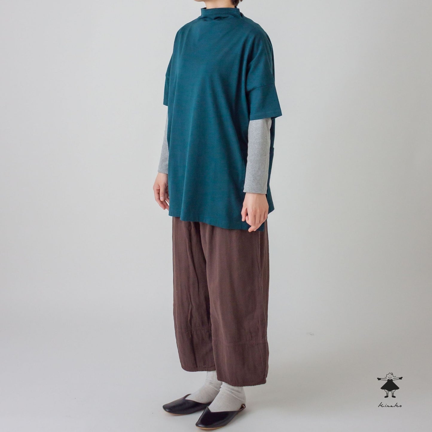 天竺ボトルネックロングプルオーバー