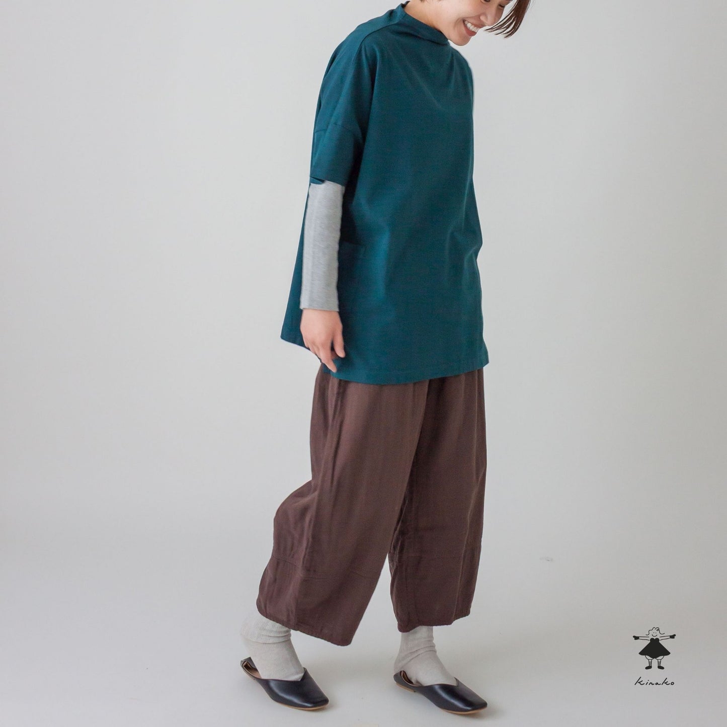 天竺ボトルネックロングプルオーバー