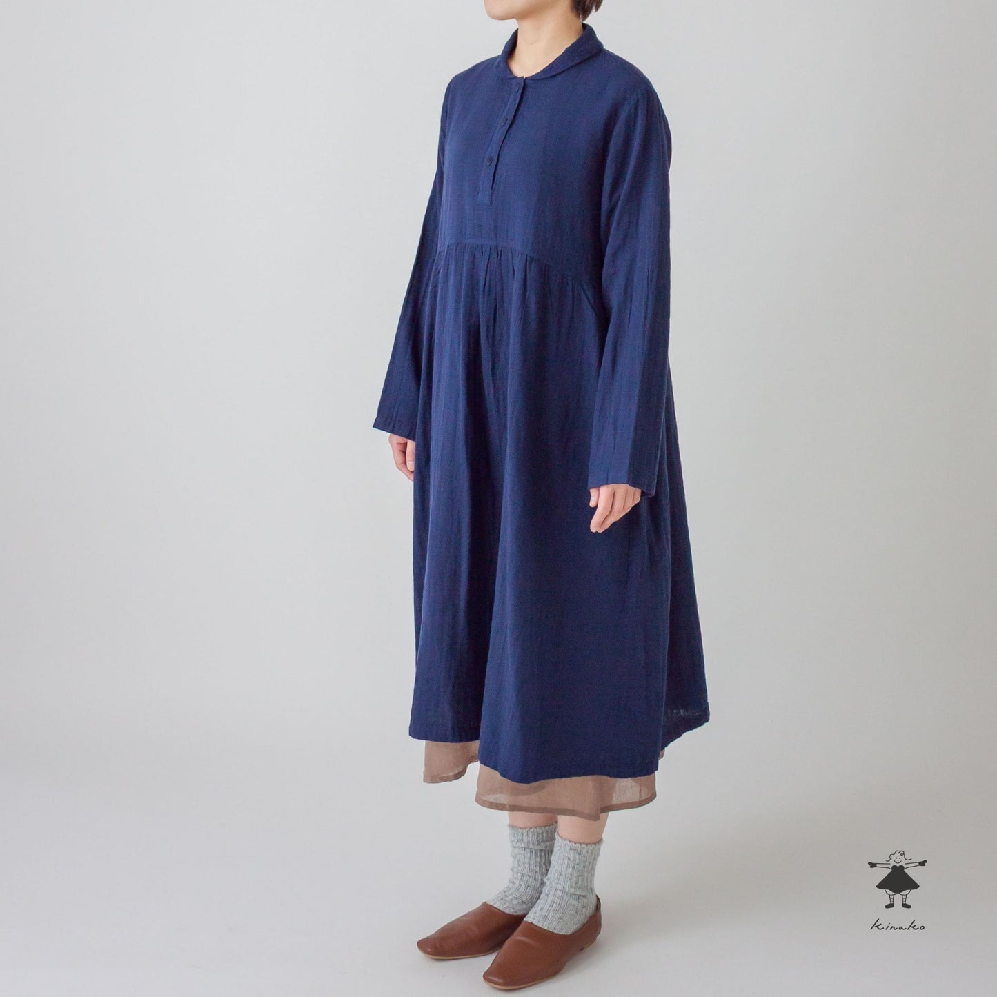ダブルガーゼショールカラーワンピース