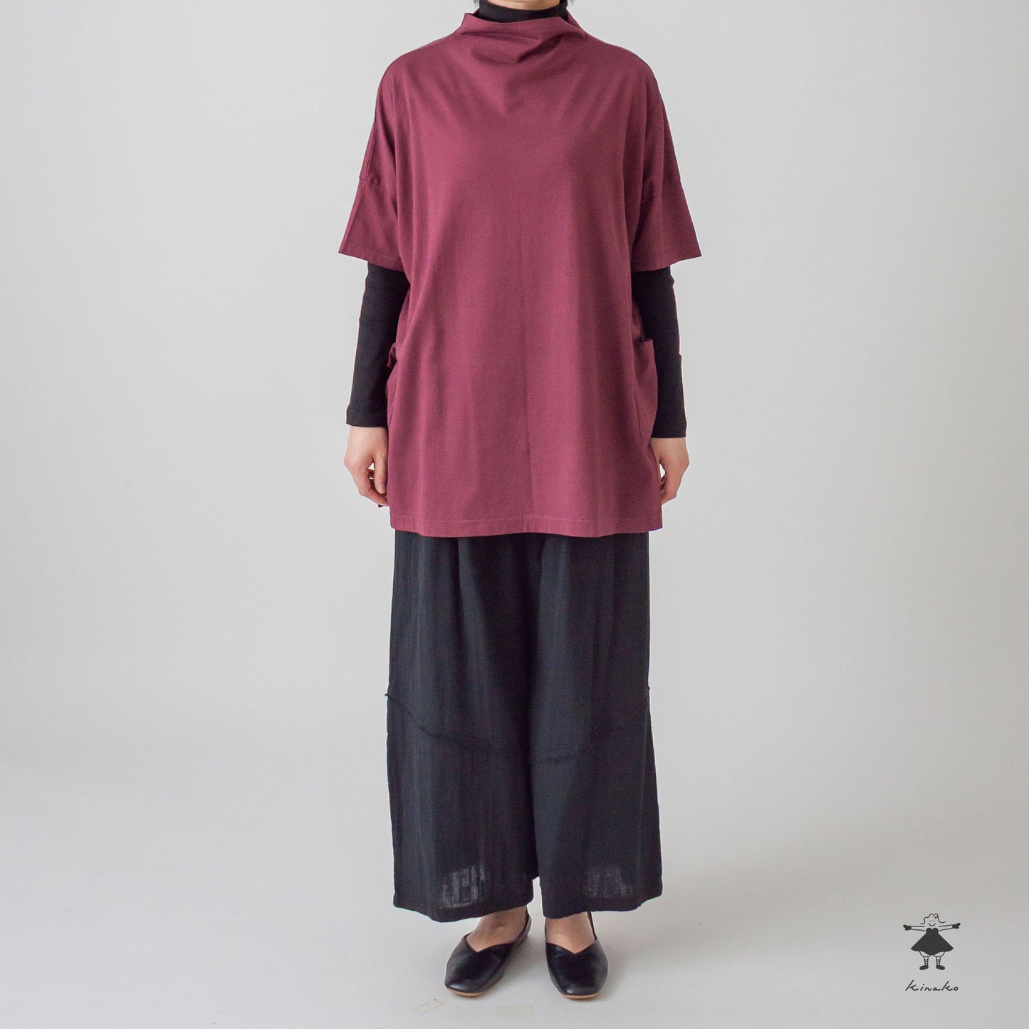 天竺ボトルネックロングプルオーバー