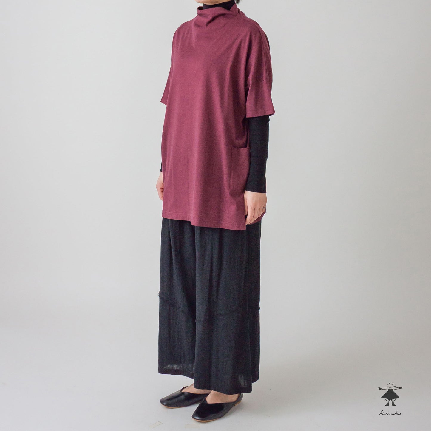 天竺ボトルネックロングプルオーバー
