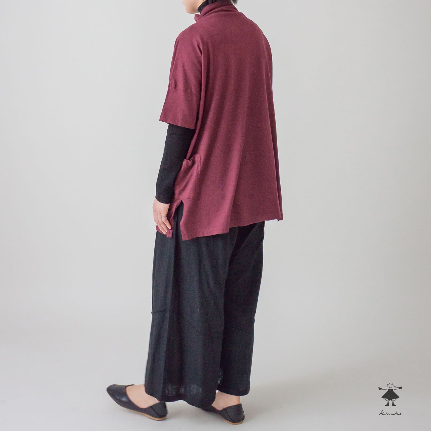 天竺ボトルネックロングプルオーバー