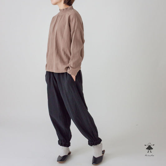 ダブルガーゼ裾レースパンツ