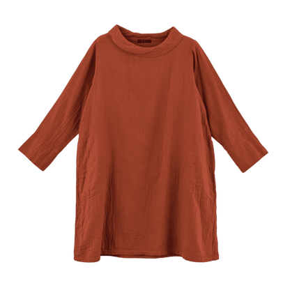 Double gauze layered collar tunic