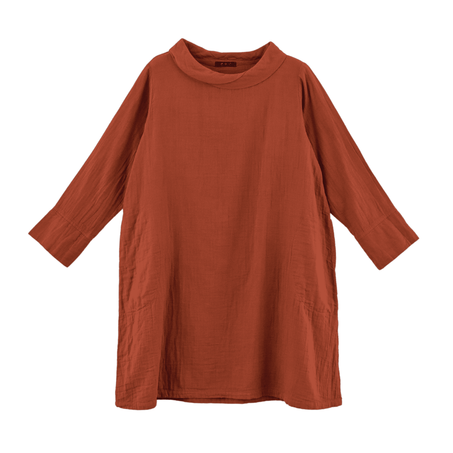 Double gauze layered collar tunic