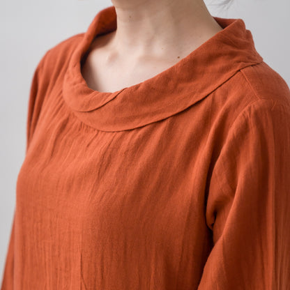 Double gauze layered collar tunic