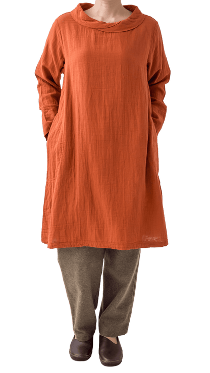 Double gauze layered collar tunic