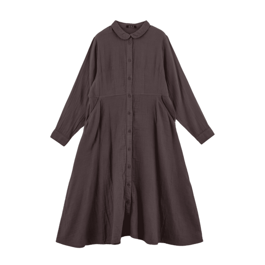 Double gauze collar embroidered shirt dress