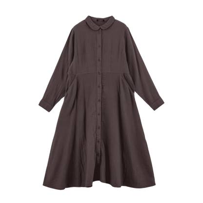 Double gauze collar embroidered shirt dress