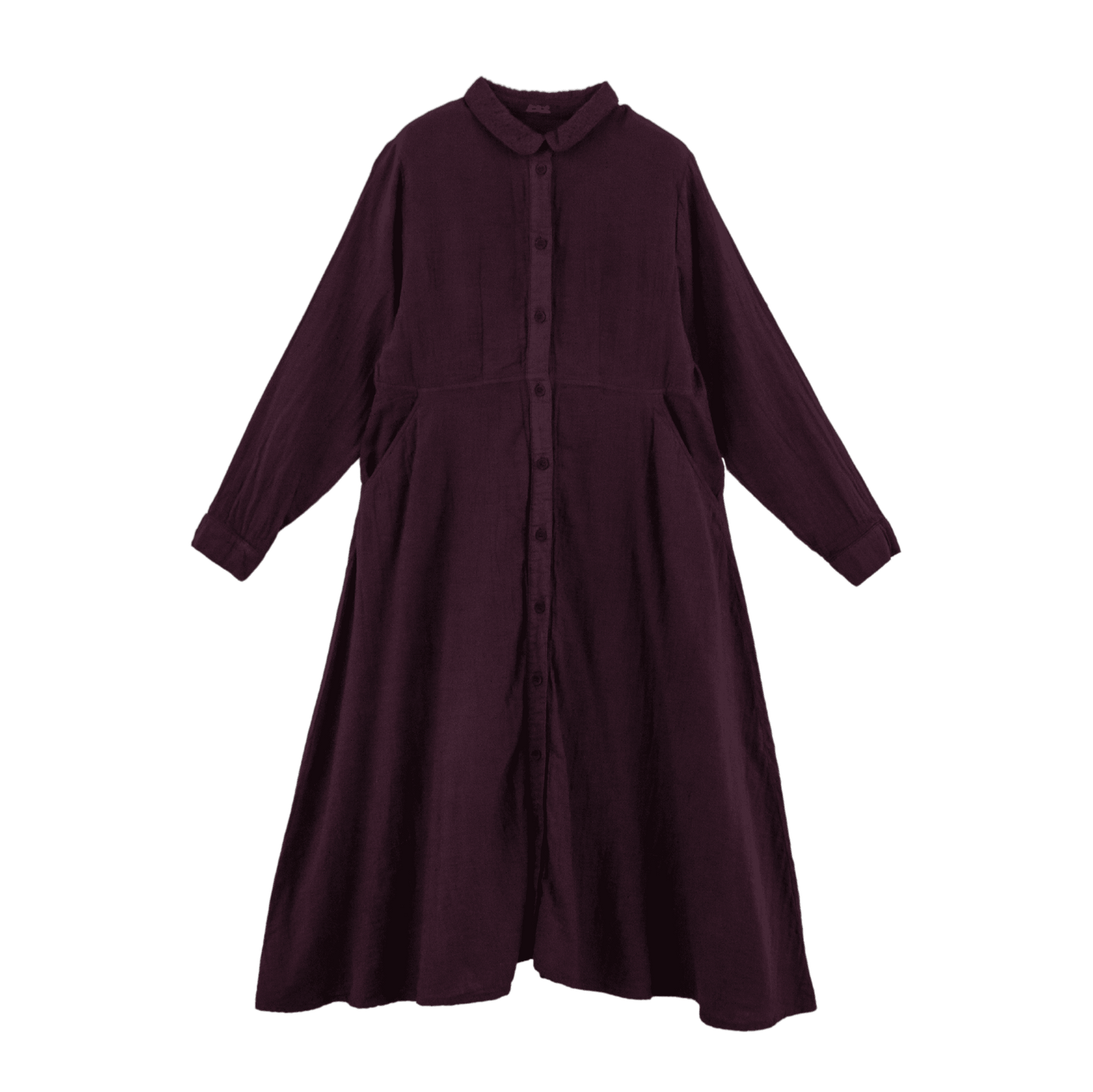 Double gauze collar embroidered shirt dress