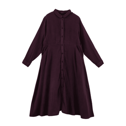 Double gauze collar embroidered shirt dress