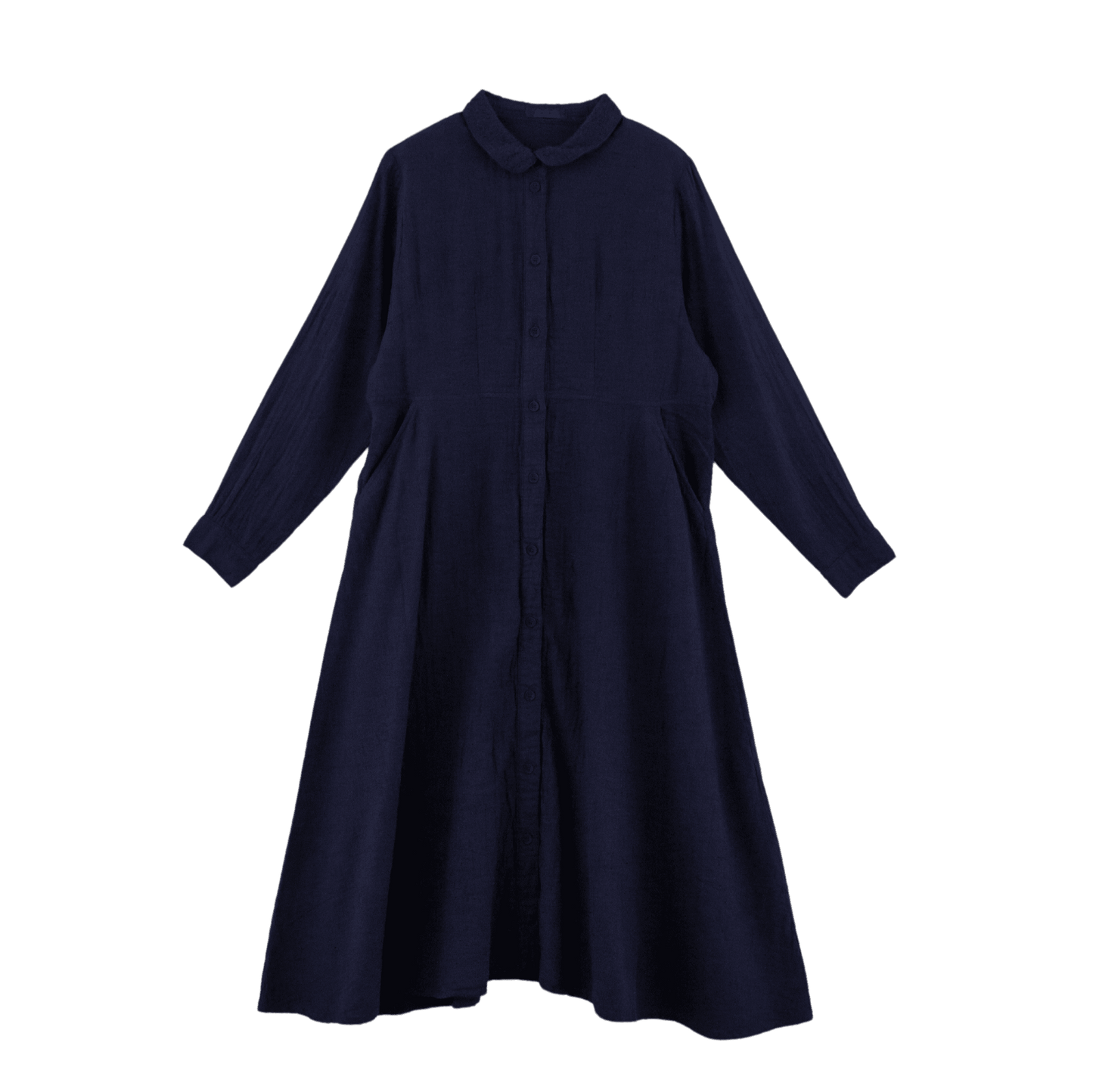 Double gauze collar embroidered shirt dress