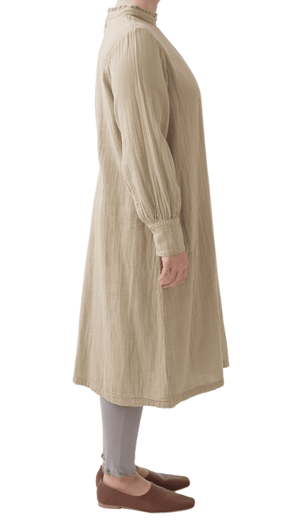 Double gauze collar frill dress