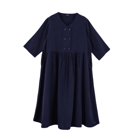 W gauze double button dress