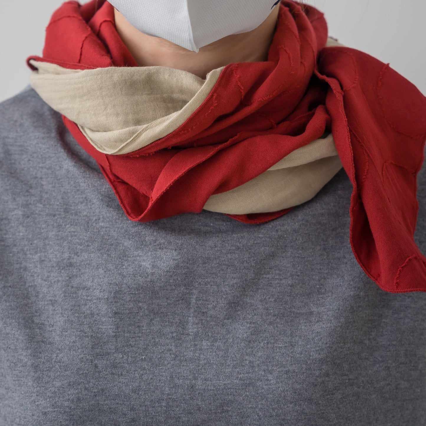 Double gauze x jacquard scarf