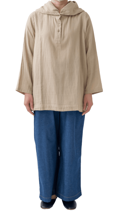 Double gauze shawl collar pullover