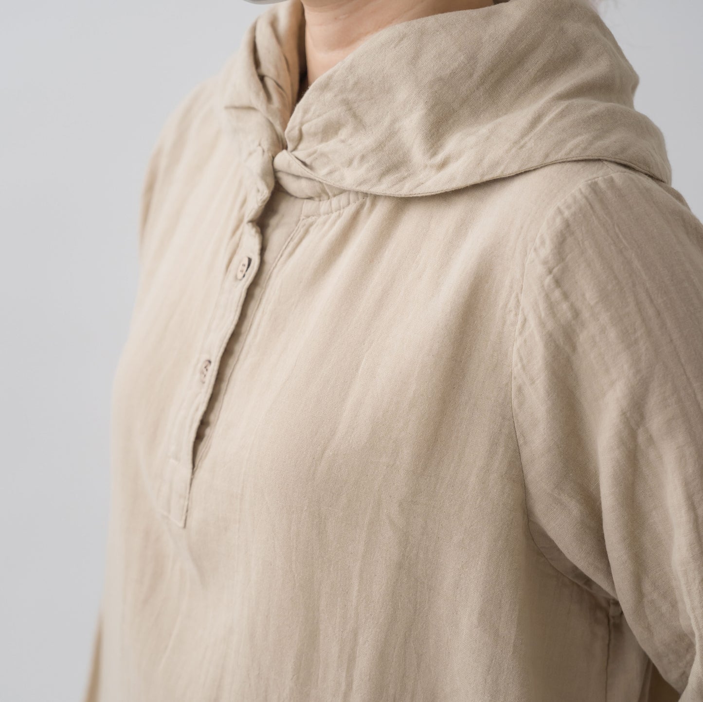 Double gauze shawl collar pullover