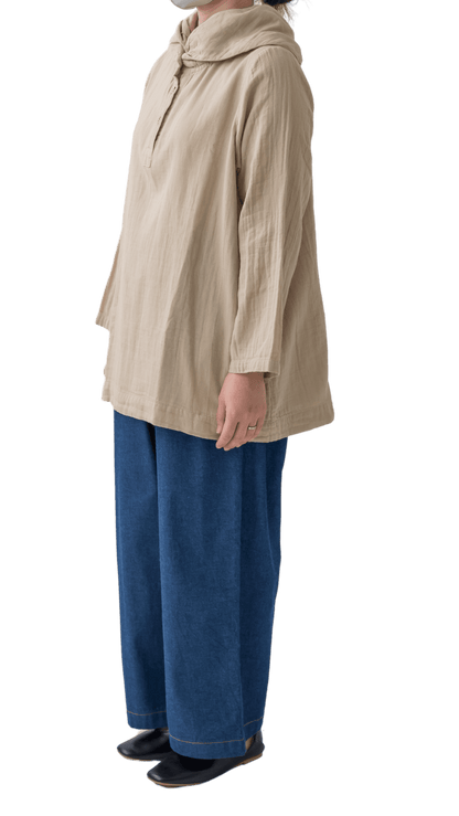 Double gauze shawl collar pullover