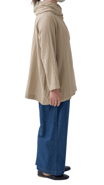 Double gauze shawl collar pullover