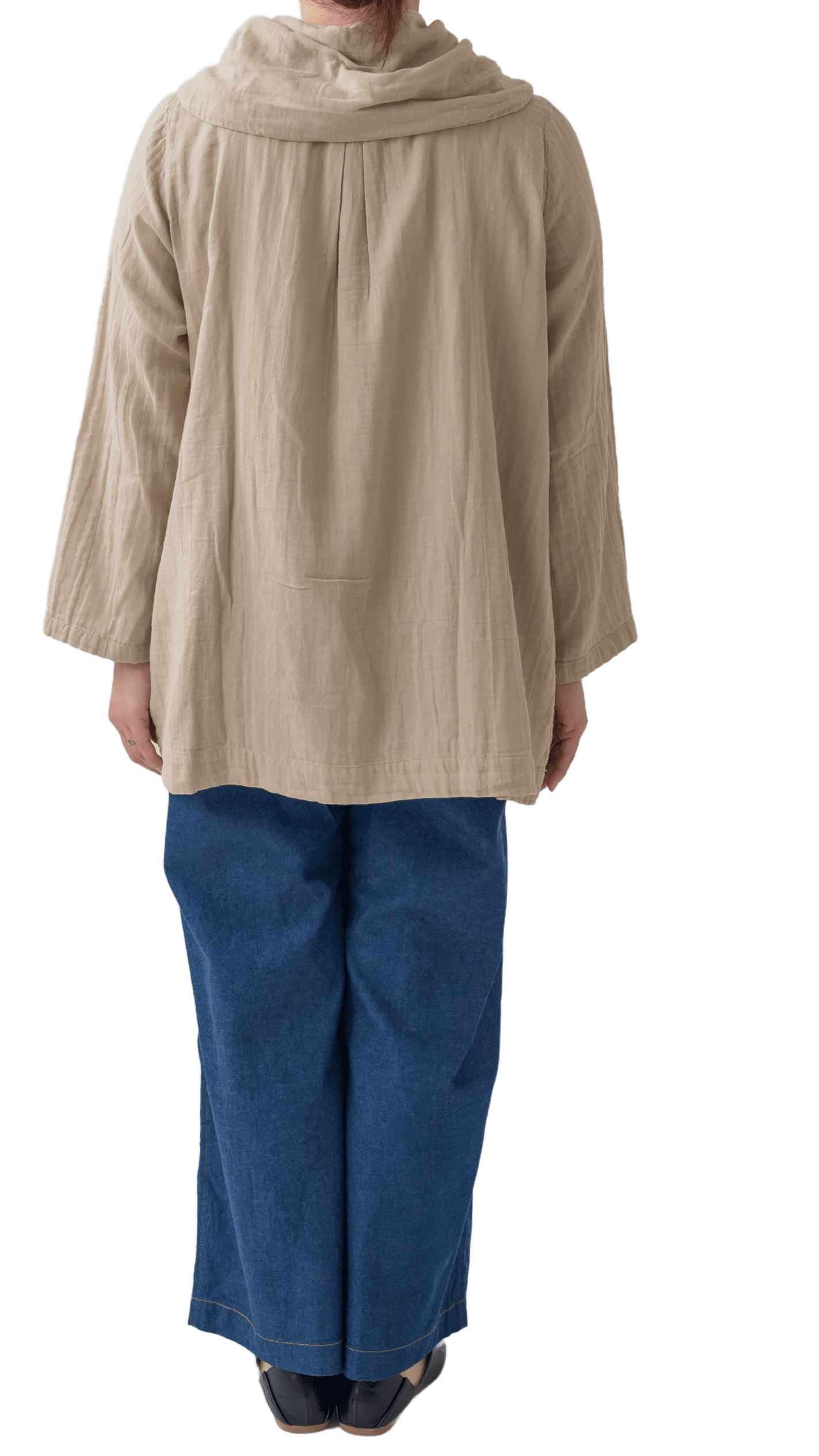 Double gauze shawl collar pullover