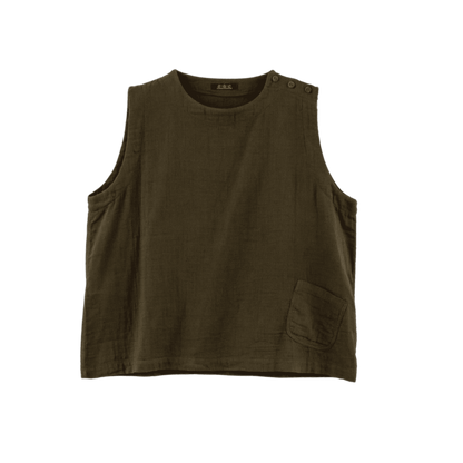 Double gauze off-the-shoulder vest