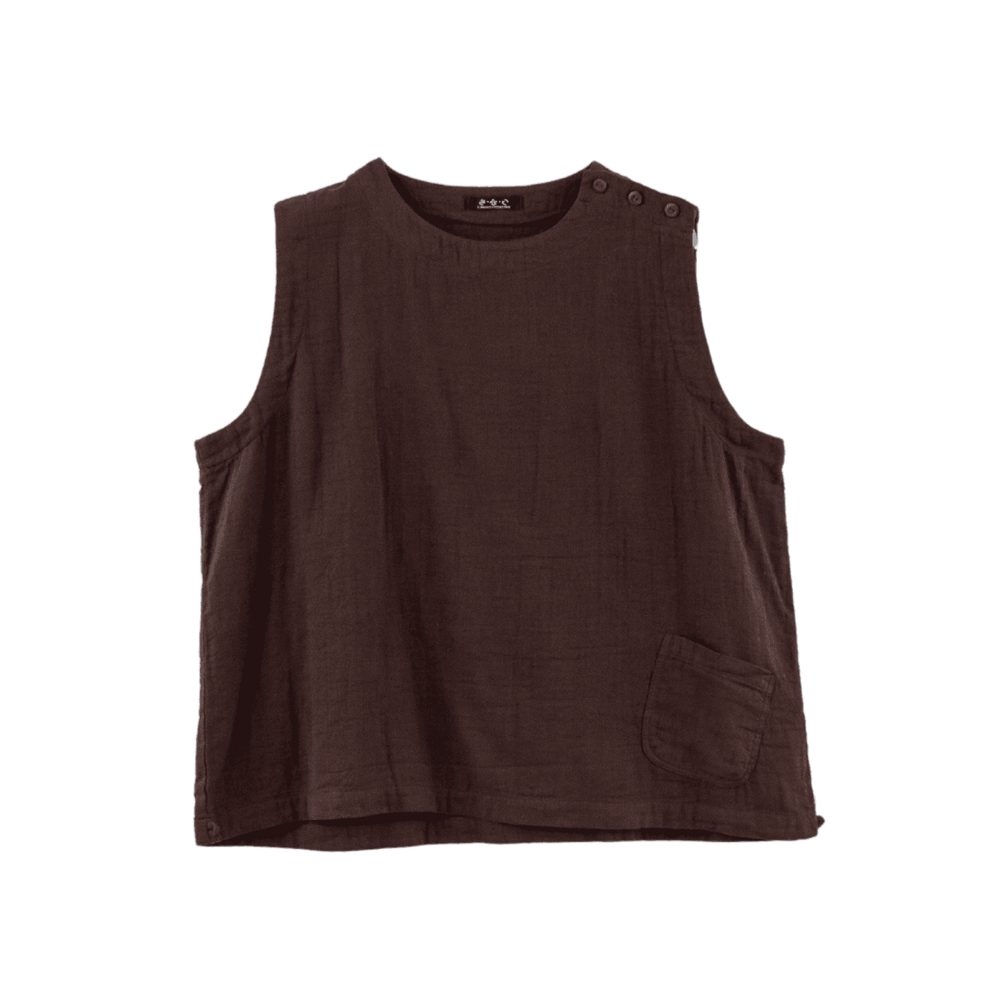 Double gauze off-the-shoulder vest