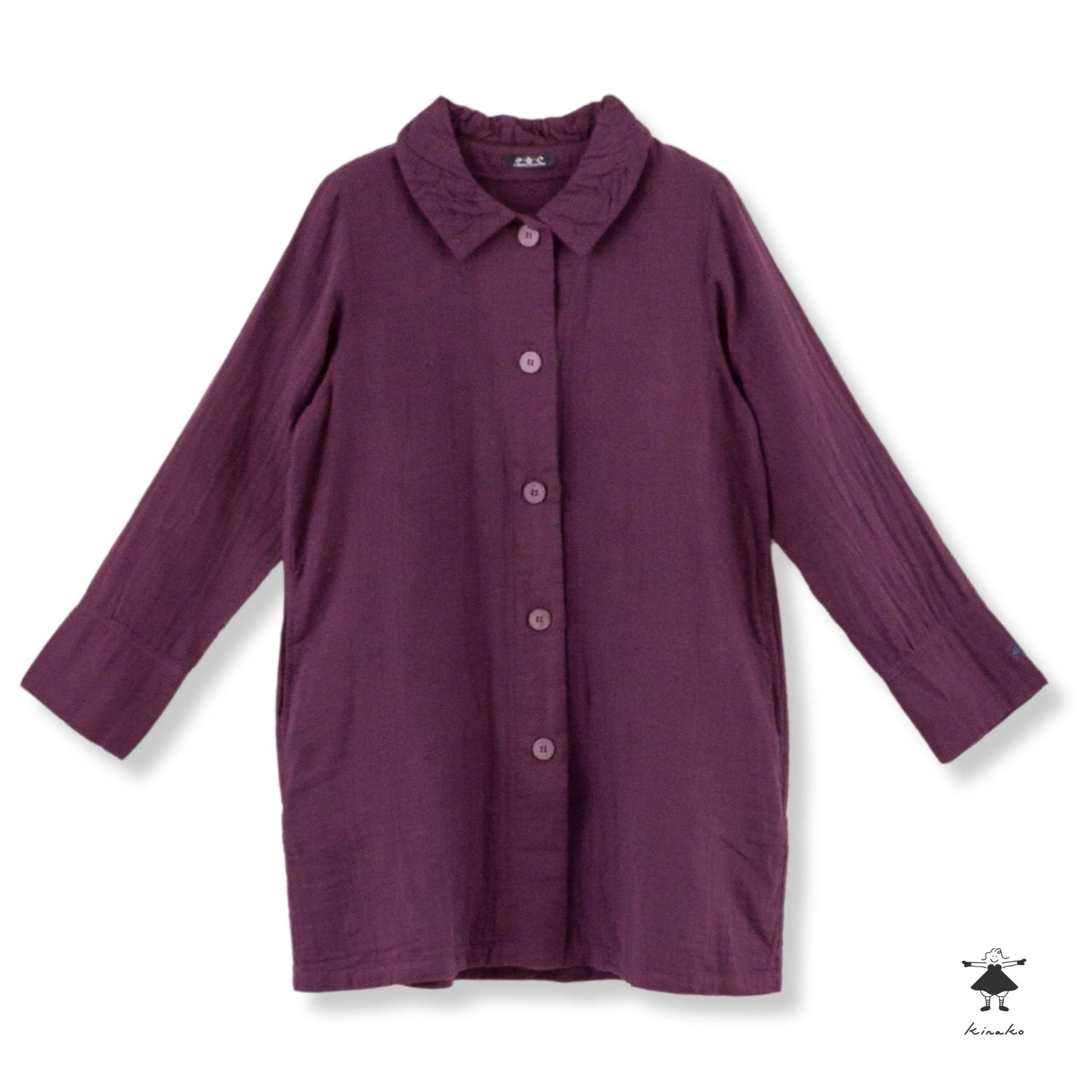 ダブルガーゼ衿ギャザーハーフコート