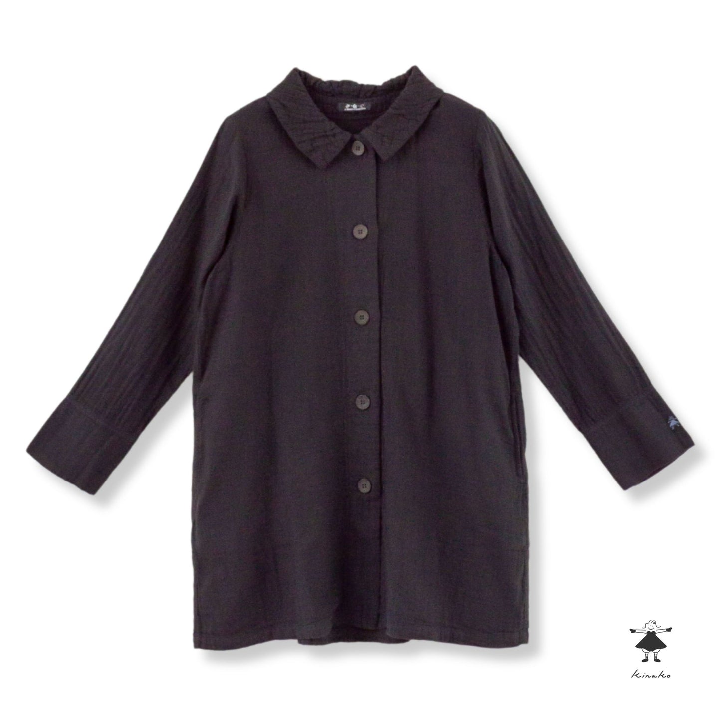 ダブルガーゼ衿ギャザーハーフコート
