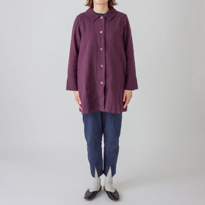 ダブルガーゼ衿ギャザーハーフコート