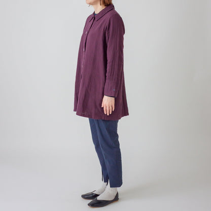 ダブルガーゼ衿ギャザーハーフコート