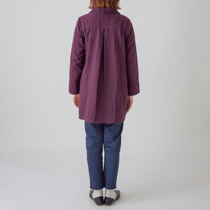 ダブルガーゼ衿ギャザーハーフコート