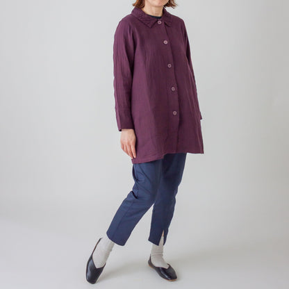 ダブルガーゼ衿ギャザーハーフコート