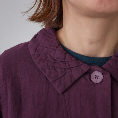 ダブルガーゼ衿ギャザーハーフコート