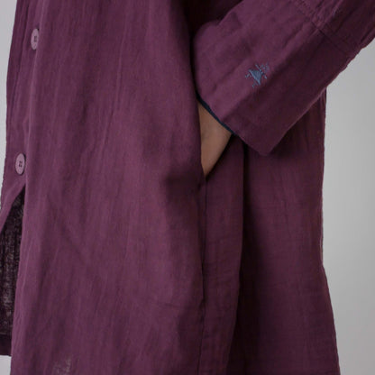 ダブルガーゼ衿ギャザーハーフコート