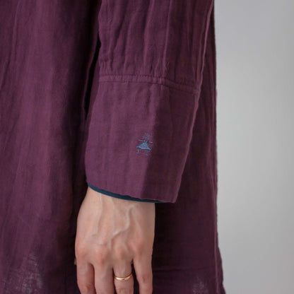 ダブルガーゼ衿ギャザーハーフコート