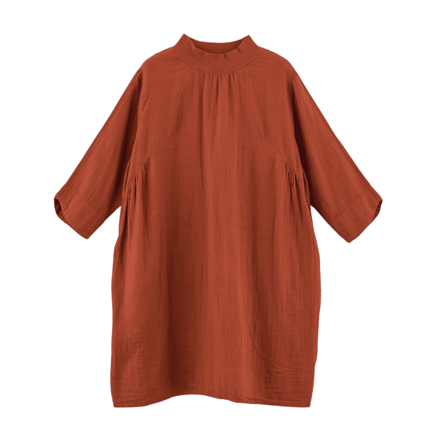 Double gauze chest gathered tunic