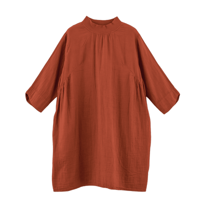 Double gauze chest gathered tunic