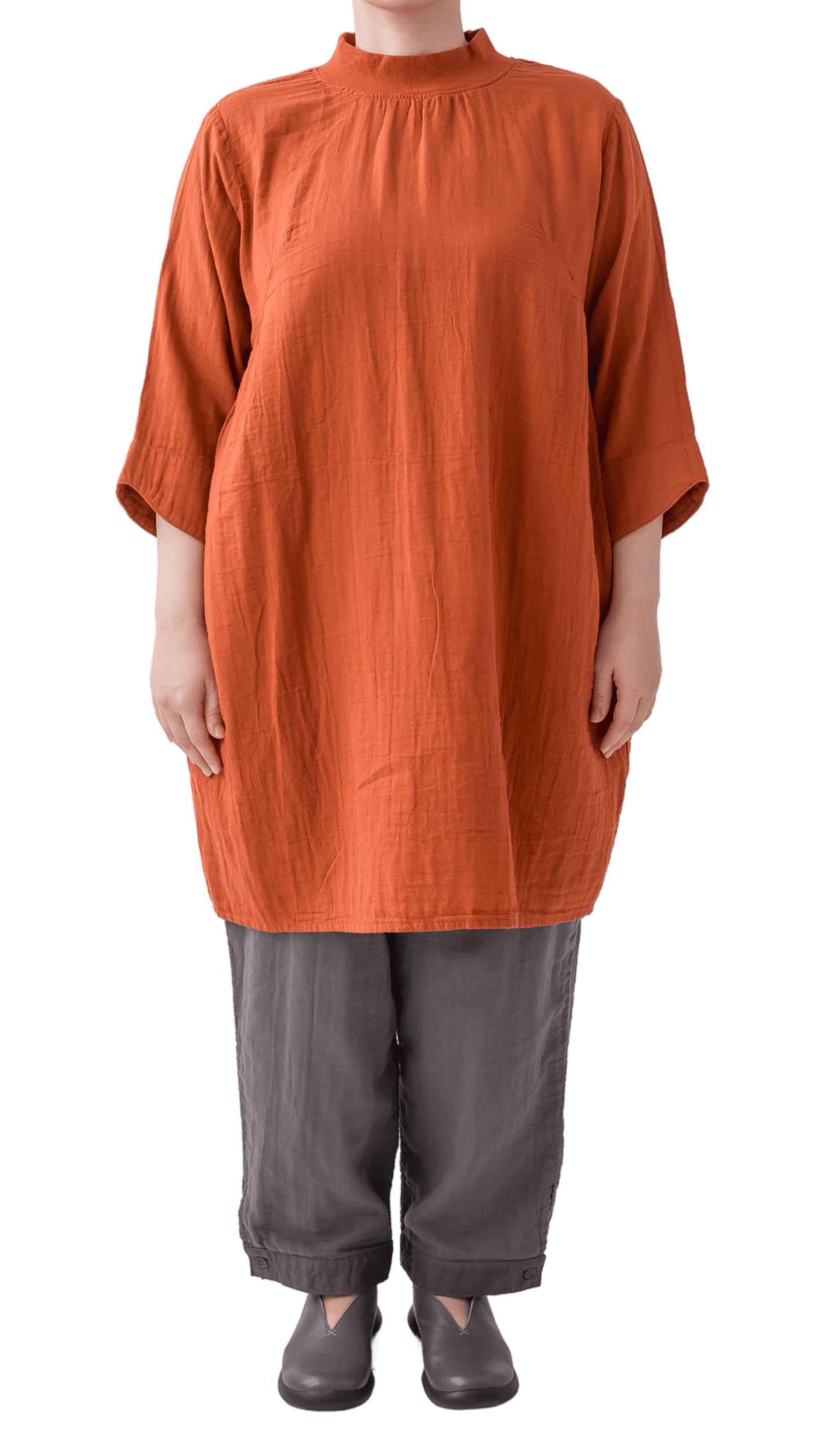 Double gauze chest gathered tunic