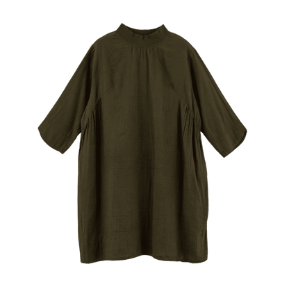 Double gauze chest gathered tunic