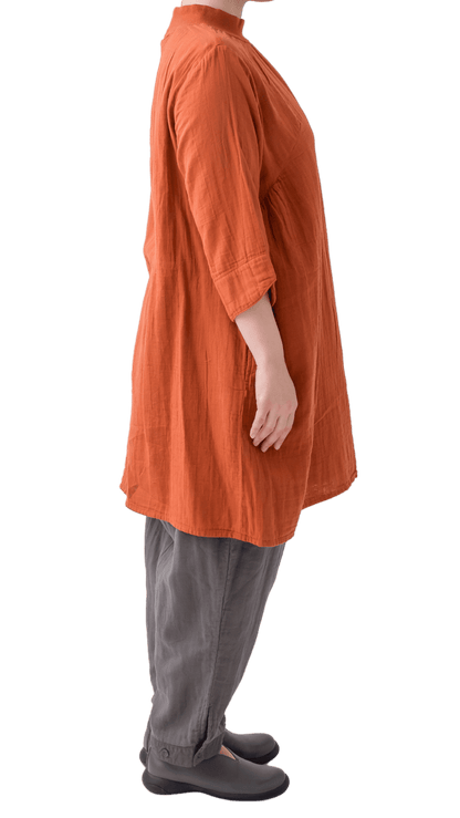 Double gauze chest gathered tunic