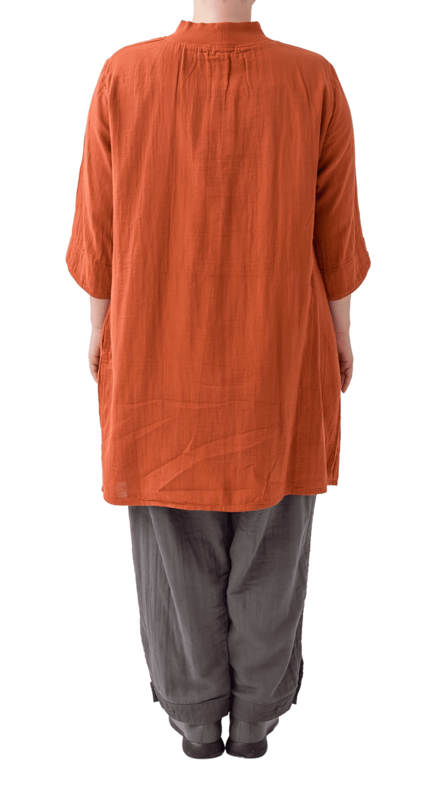 Double gauze chest gathered tunic