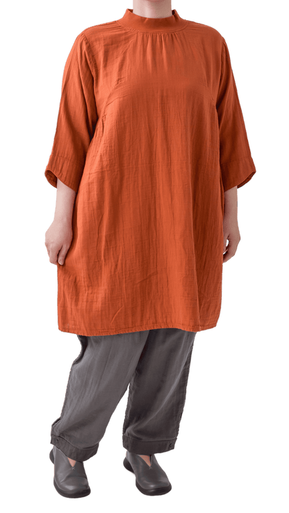 Double gauze chest gathered tunic