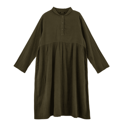 W gauze shawl collar dress