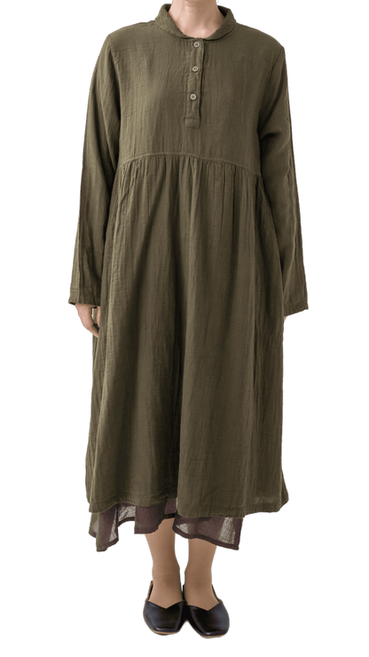 W gauze shawl collar dress