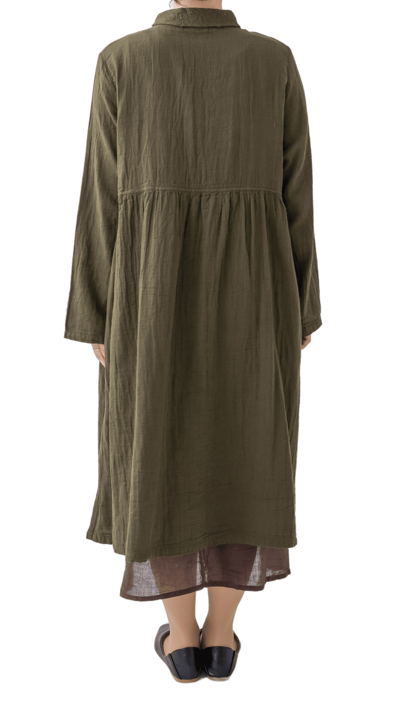 W gauze shawl collar dress