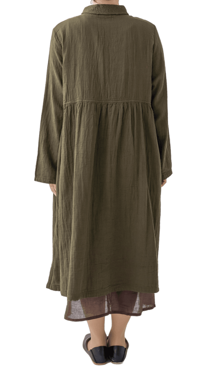 W gauze shawl collar dress