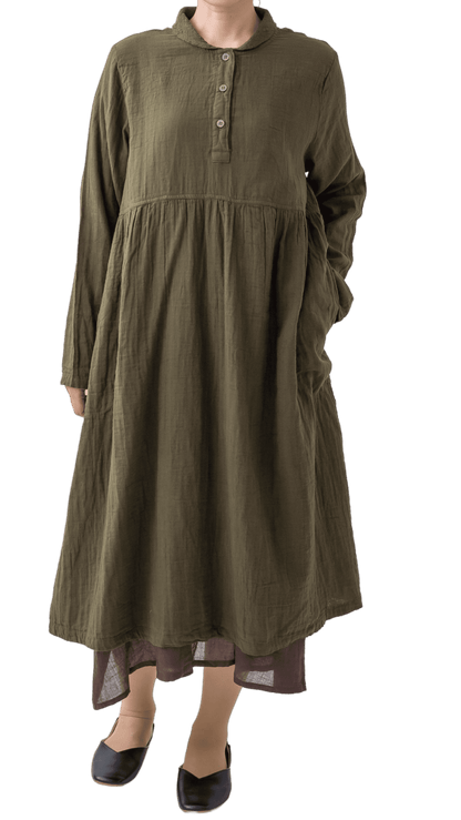 W gauze shawl collar dress