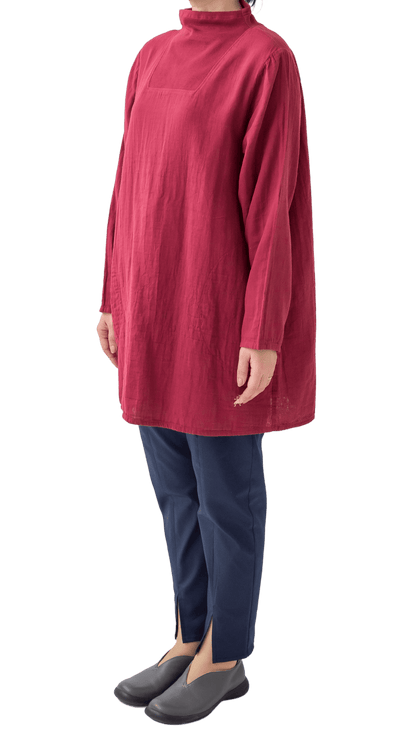 Double gauze ribbed collar tunic