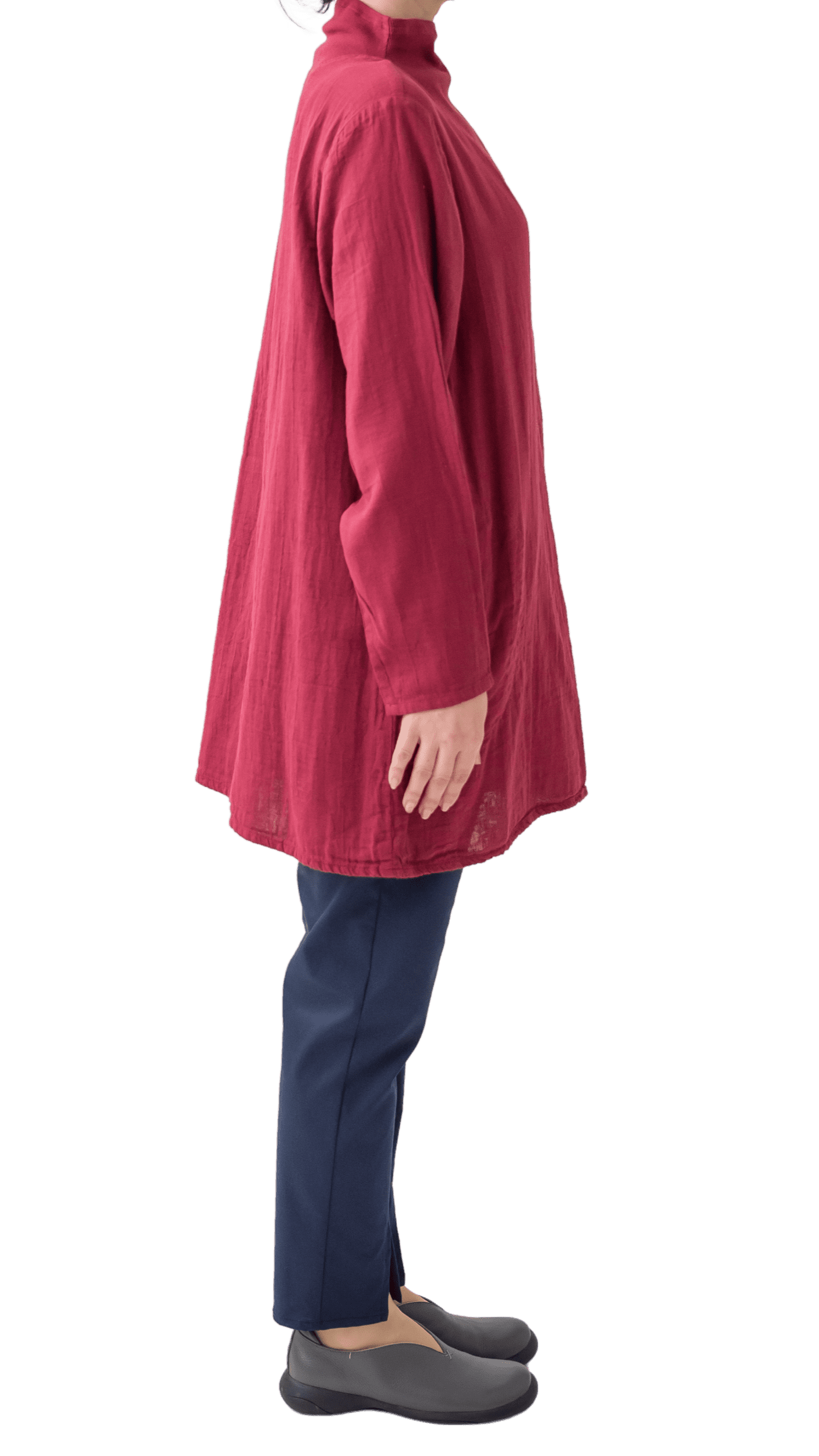 Double gauze ribbed collar tunic